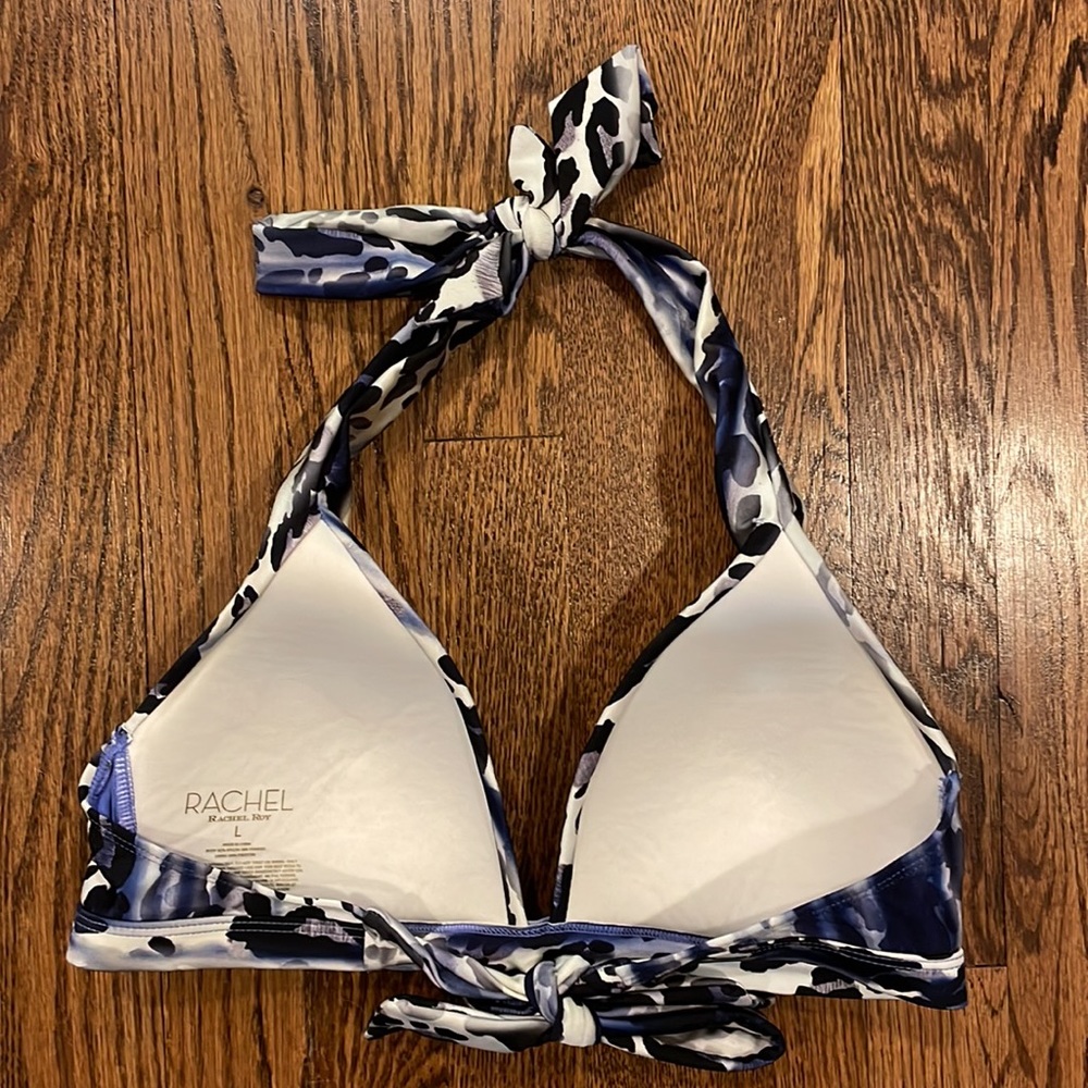 Rachel Roy purple, white and black print bikini top size large - Picture 2 of 3